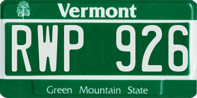 VT license plate RWP926