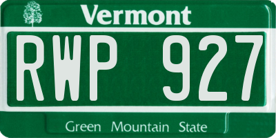 VT license plate RWP927
