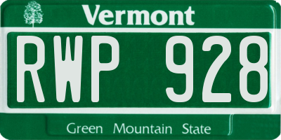 VT license plate RWP928