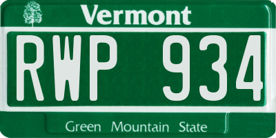 VT license plate RWP934