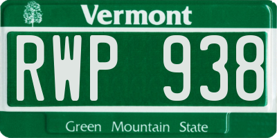 VT license plate RWP938