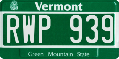 VT license plate RWP939