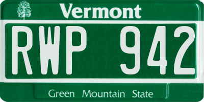 VT license plate RWP942