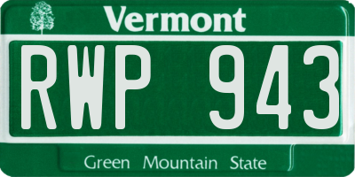 VT license plate RWP943