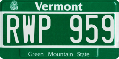 VT license plate RWP959