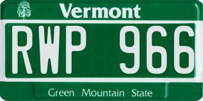 VT license plate RWP966