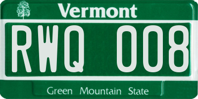 VT license plate RWQ008