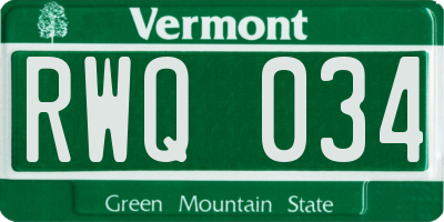 VT license plate RWQ034