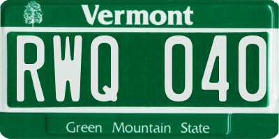 VT license plate RWQ040