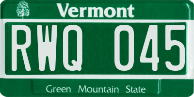 VT license plate RWQ045