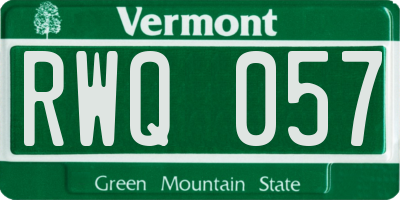 VT license plate RWQ057