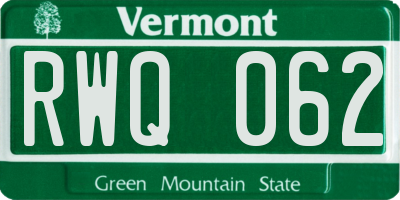 VT license plate RWQ062
