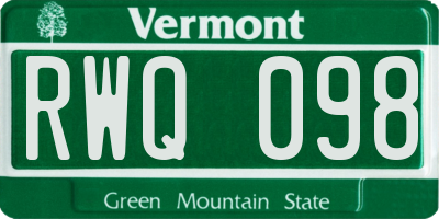 VT license plate RWQ098