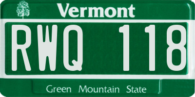 VT license plate RWQ118