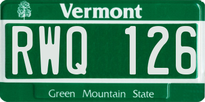 VT license plate RWQ126