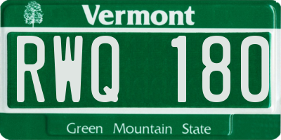 VT license plate RWQ180