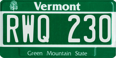VT license plate RWQ230