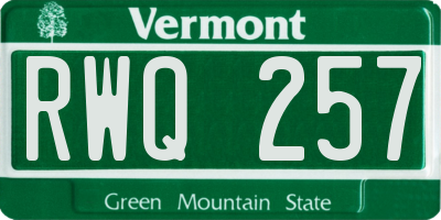 VT license plate RWQ257