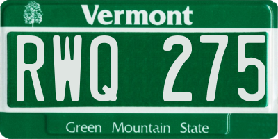 VT license plate RWQ275