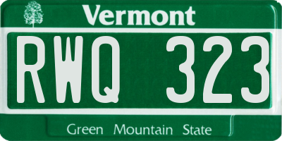 VT license plate RWQ323
