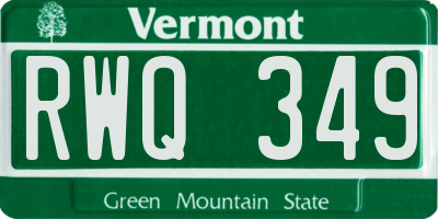 VT license plate RWQ349