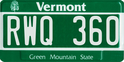 VT license plate RWQ360
