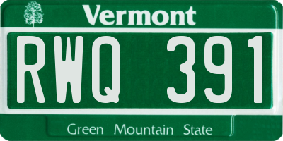 VT license plate RWQ391