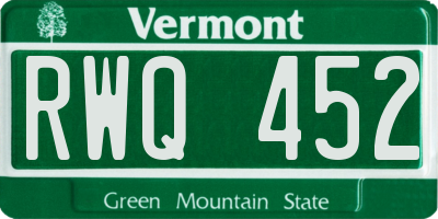 VT license plate RWQ452