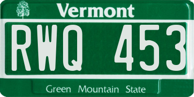 VT license plate RWQ453