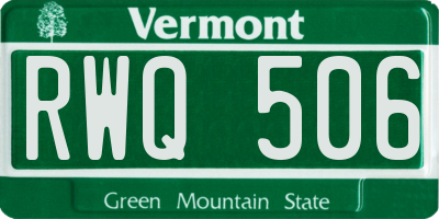 VT license plate RWQ506