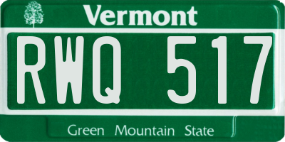 VT license plate RWQ517