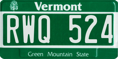 VT license plate RWQ524