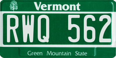 VT license plate RWQ562