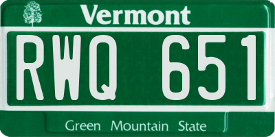 VT license plate RWQ651