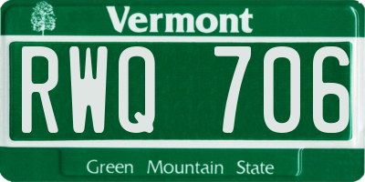 VT license plate RWQ706