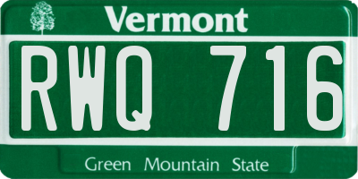 VT license plate RWQ716