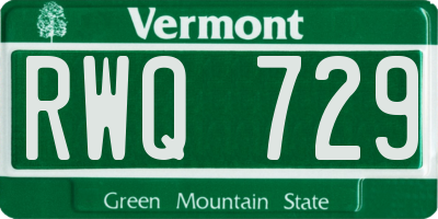 VT license plate RWQ729