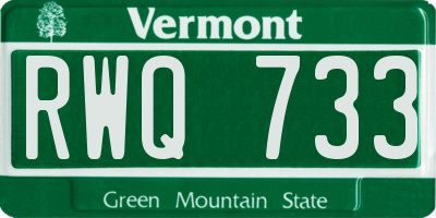 VT license plate RWQ733