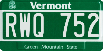 VT license plate RWQ752