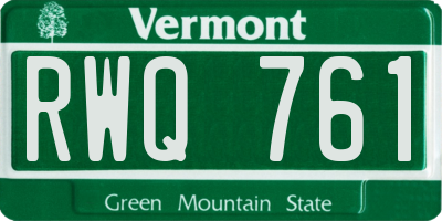 VT license plate RWQ761