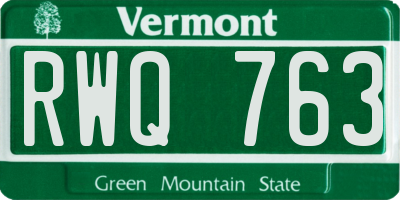 VT license plate RWQ763