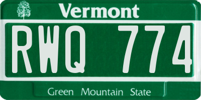 VT license plate RWQ774