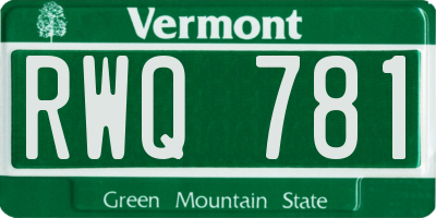 VT license plate RWQ781