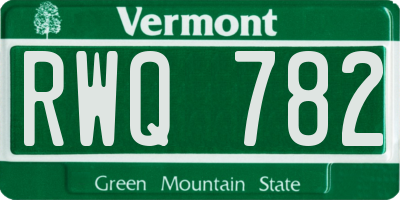 VT license plate RWQ782