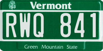 VT license plate RWQ841