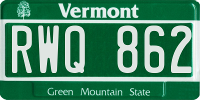VT license plate RWQ862