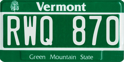 VT license plate RWQ870