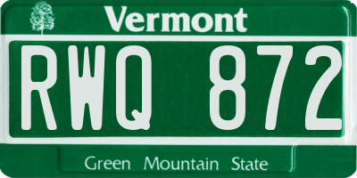 VT license plate RWQ872