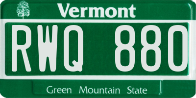 VT license plate RWQ880