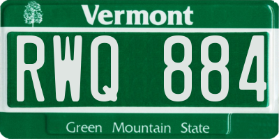 VT license plate RWQ884